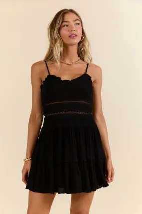A Little Bit Fancy Black Smocked Bodice Mini Dress SALE,Daily Outfit