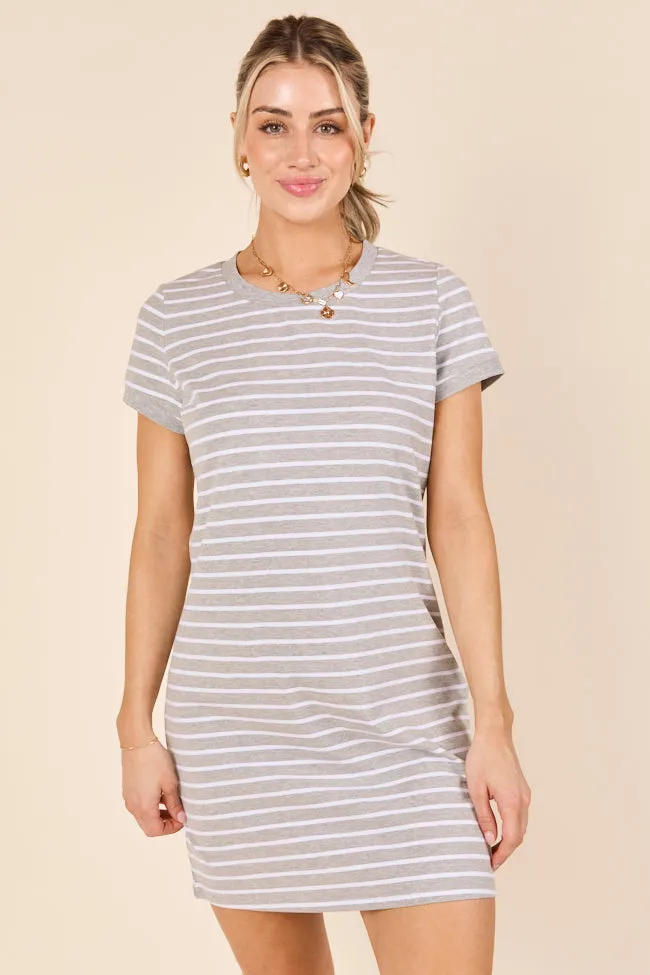 Abby Varsity Striped Grey Knit Dress,Daily Outfit