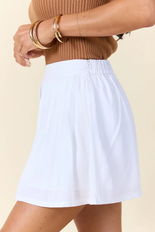 All Along White Pleated Shorts,Women Shorts