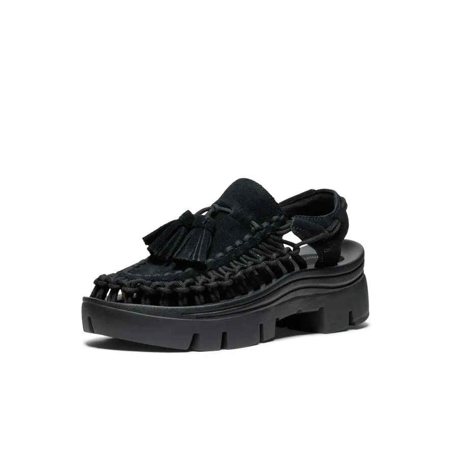 All Gender UNEEK PLT Tassel Sneaker  |  Black/Black,Soft Comfortable Sandals