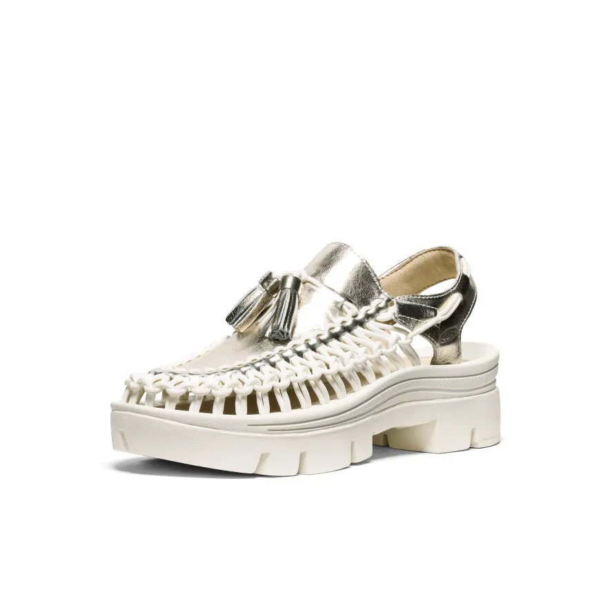 All Gender UNEEK PLT Tassel Sneaker  |  Champagne Gold/Star White,Soft Comfortable Sandals