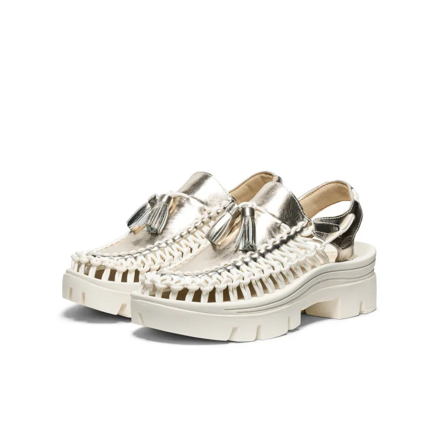 All Gender UNEEK PLT Tassel Sneaker  |  Champagne Gold/Star White,Soft Comfortable Sandals