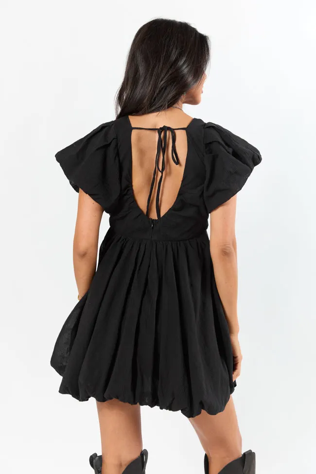 Almost Daylight Black Bubble Hem Mini Dress,Daily Outfit