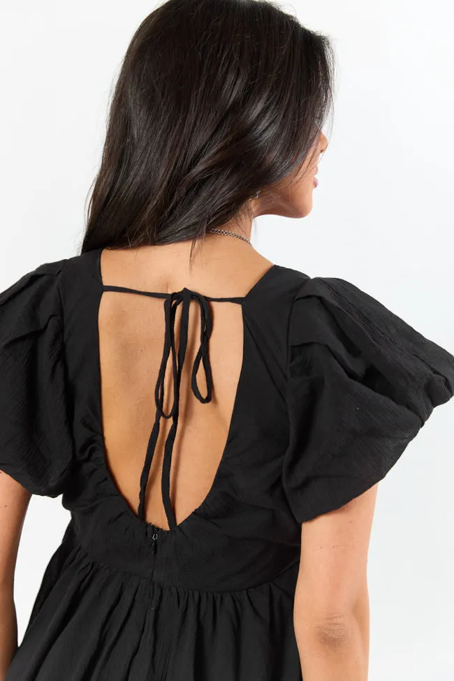 Almost Daylight Black Bubble Hem Mini Dress,Daily Outfit