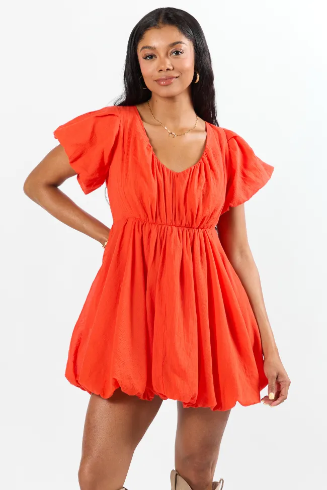 Almost Daylight Red Bubble Hem Mini Dress,Daily Outfit