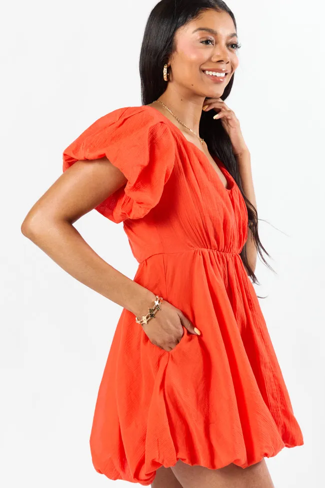Almost Daylight Red Bubble Hem Mini Dress,Daily Outfit