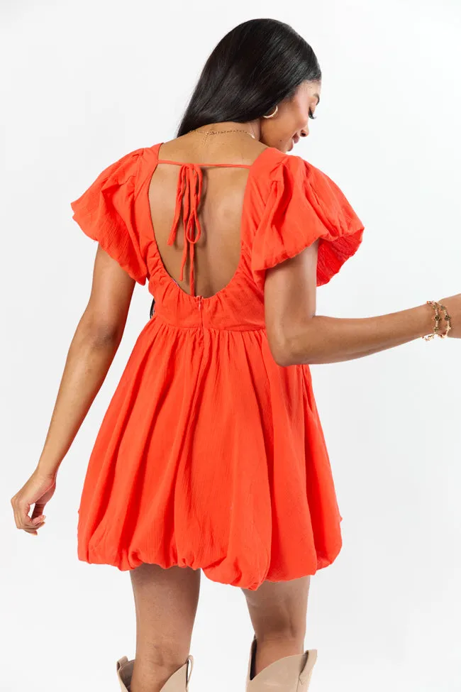 Almost Daylight Red Bubble Hem Mini Dress,Daily Outfit