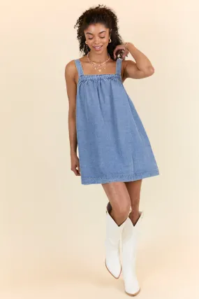 Always Around Denim Babydoll Dress,Daily Outfit