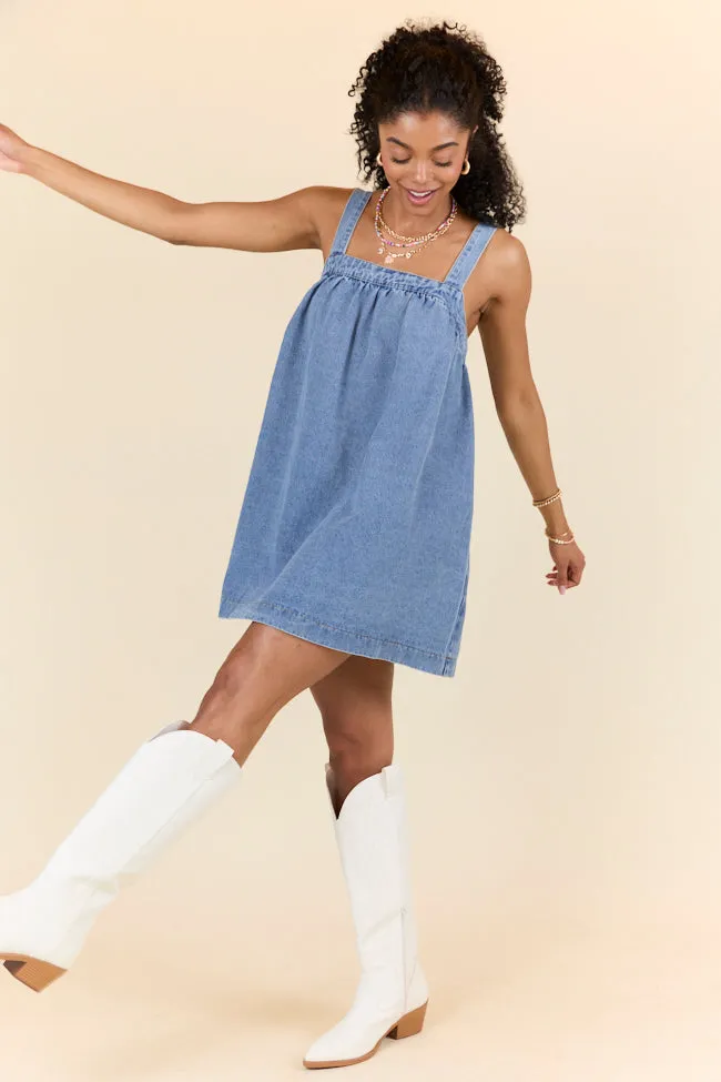 Always Around Denim Babydoll Dress,Daily Outfit
