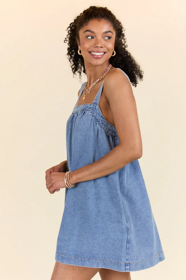 Always Around Denim Babydoll Dress,Daily Outfit