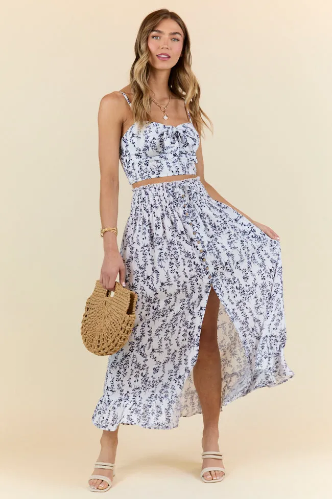 Always Been You Navy Floral Maxi Skirt,Women Skirts Comfort
