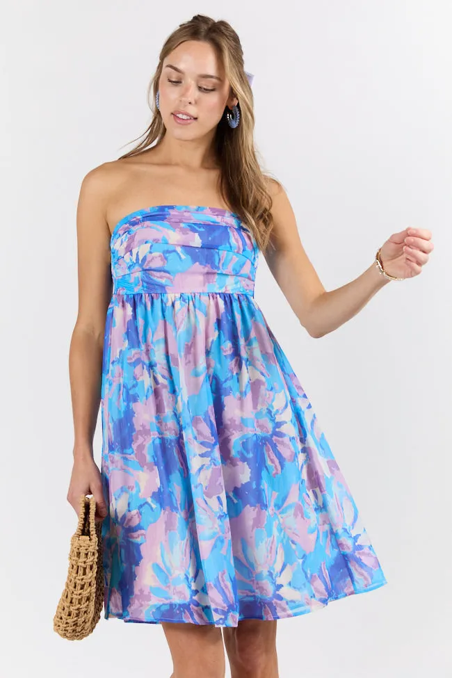 At The Oasis Multi Strapless Printed Mini Dress,Daily Outfit