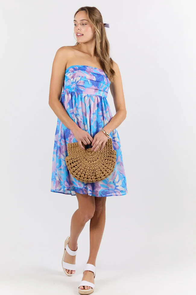 At The Oasis Multi Strapless Printed Mini Dress,Daily Outfit