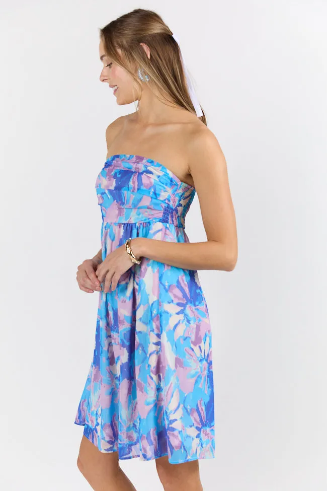 At The Oasis Multi Strapless Printed Mini Dress,Daily Outfit