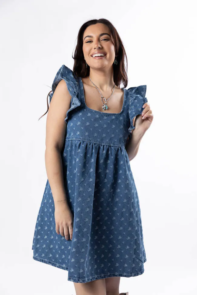 Back Home Burnout Detail Denim Babydoll Dress,Daily Outfit