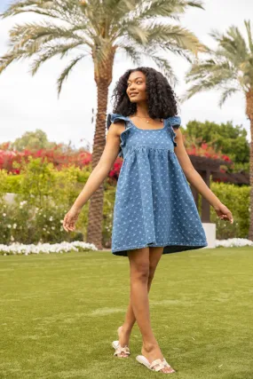 Back Home Burnout Detail Denim Babydoll Dress,Daily Outfit