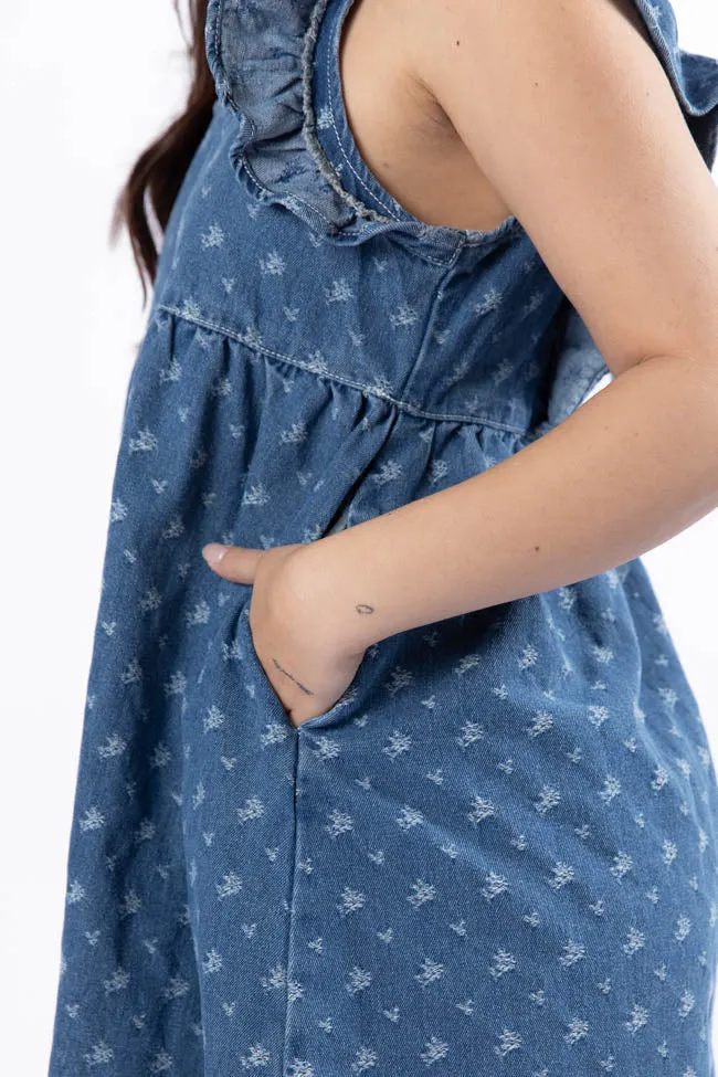 Back Home Burnout Detail Denim Babydoll Dress,Daily Outfit