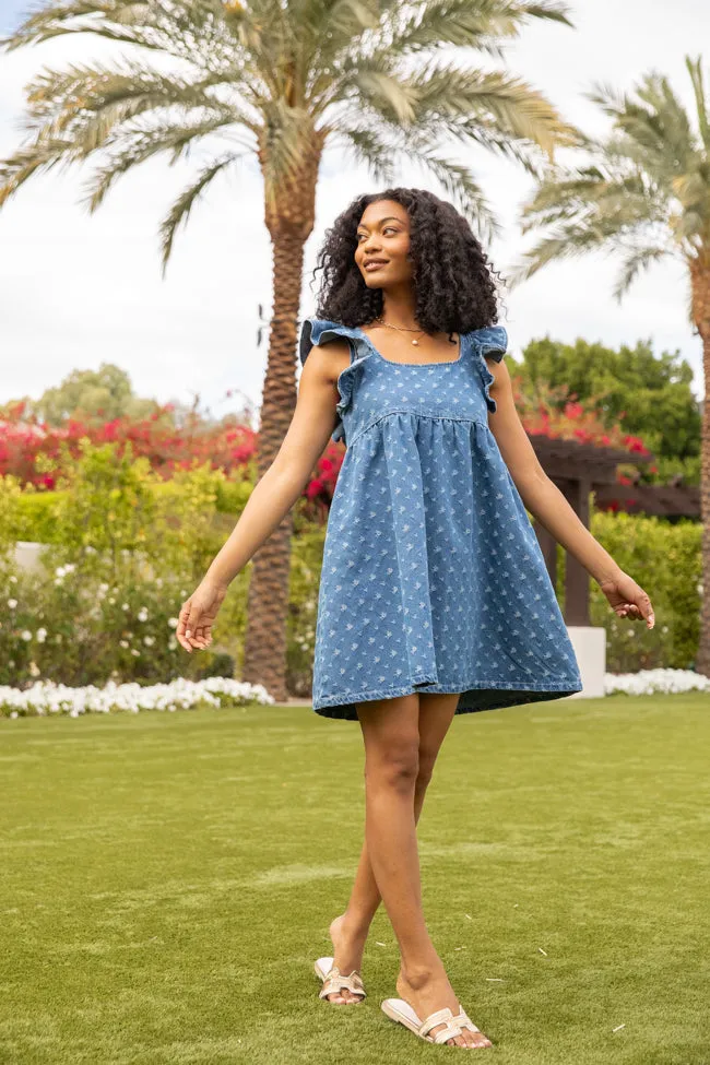 Back Home Burnout Detail Denim Babydoll Dress,Daily Outfit
