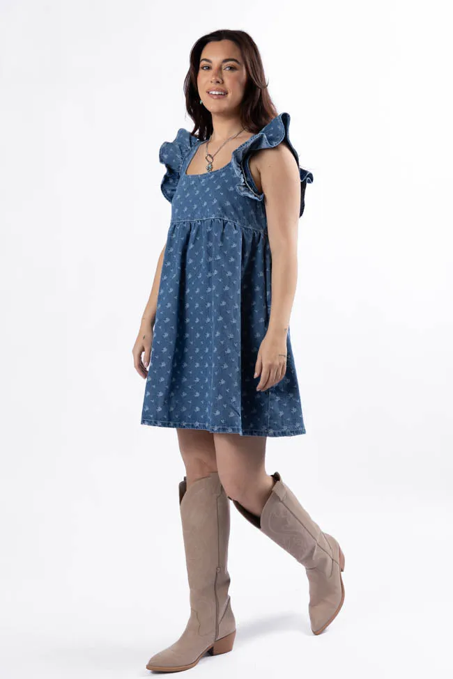Back Home Burnout Detail Denim Babydoll Dress,Daily Outfit