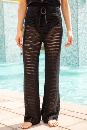 Beachcomber Black Open Knit Coverup Pants SALE,Women Pants