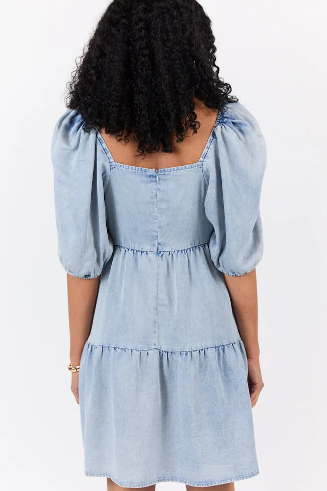 Believe Me Chambray V-neck Mini Dress SALE,Daily Outfit