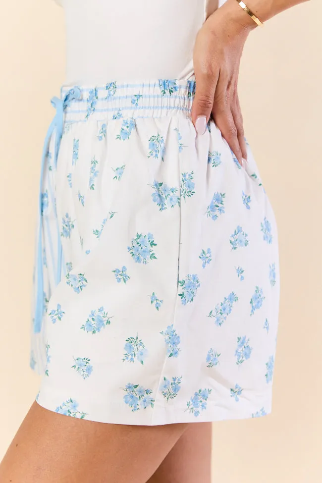 Blooming Lines Stripes & Floral Mixed Cotton Poplin Shorts,Women Pants