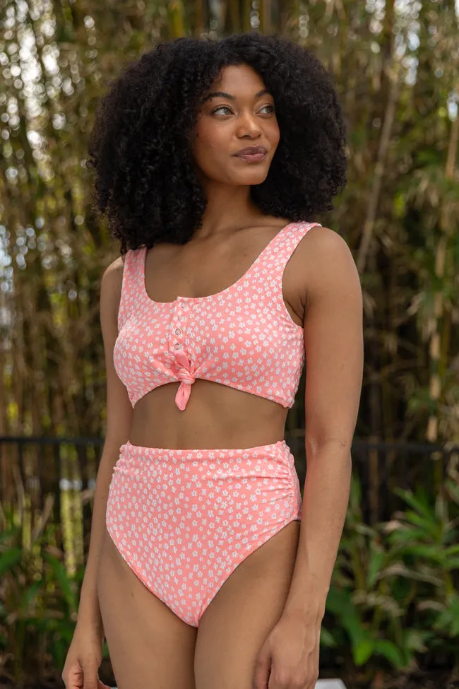 Botanical Bay Coral Floral Bikini Bottom,Swimwear
