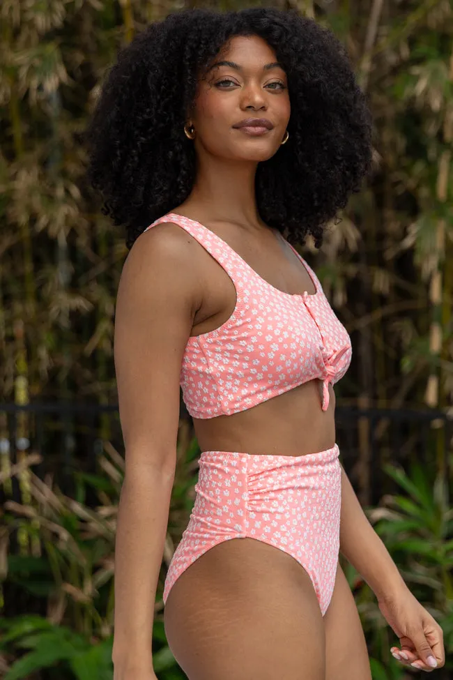 Botanical Bay Coral Floral Bikini Top SALE,Swimwear