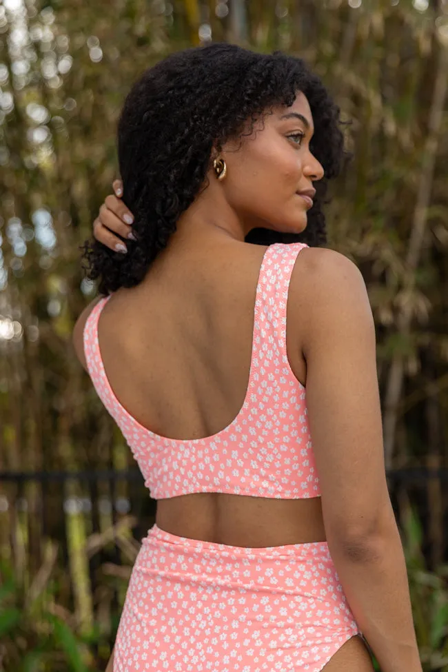 Botanical Bay Coral Floral Bikini Top SALE,Swimwear