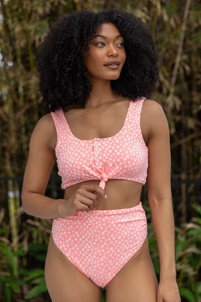 Botanical Bay Coral Floral Bikini Top SALE,Swimwear