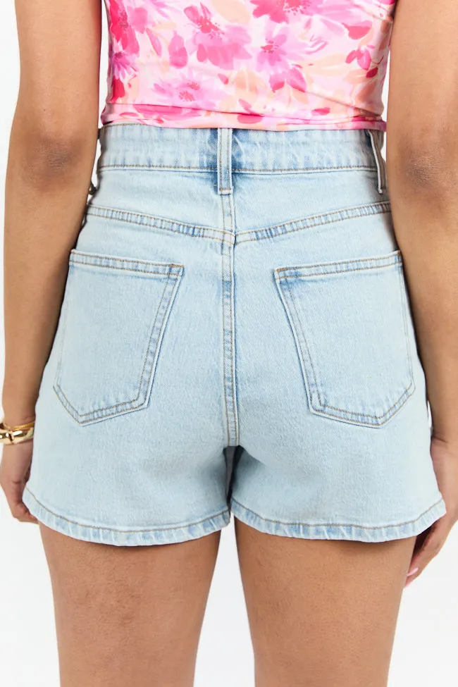 Buttoned Up Light Wash Denim Skort,Women Skirts Comfort