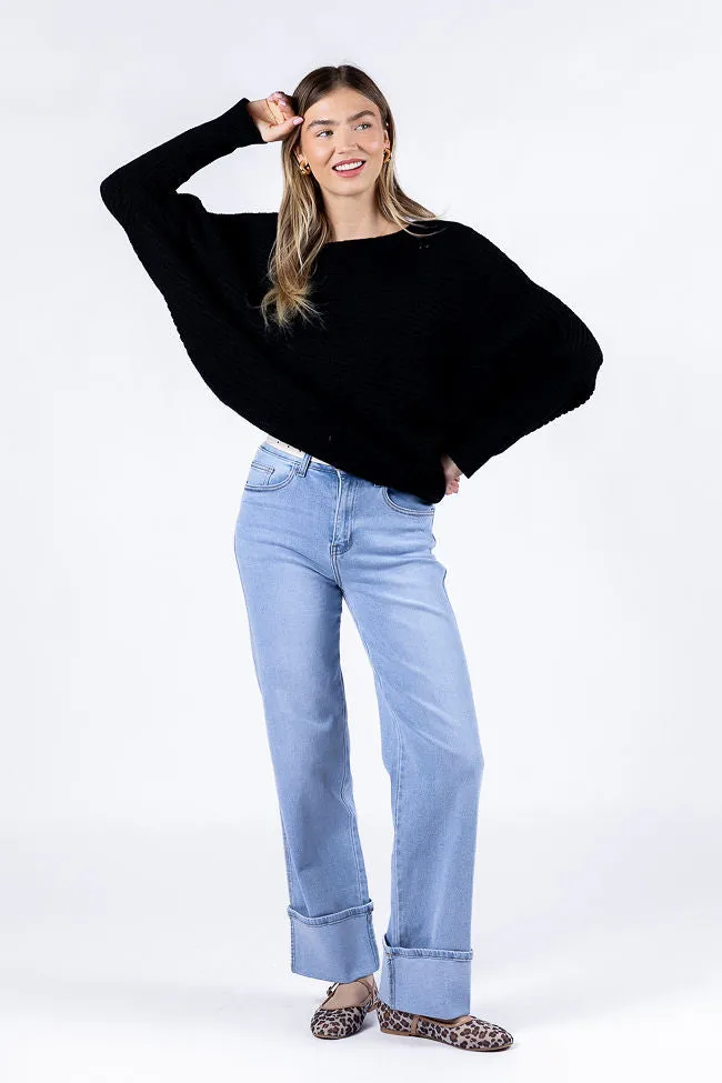 Camila Light Wash Wide Leg Cuffed Jeans,Women Pants