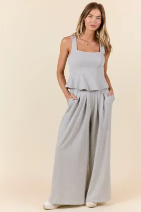 Casual Comfort Knit Grey Tank and Pants Set,Women Pants