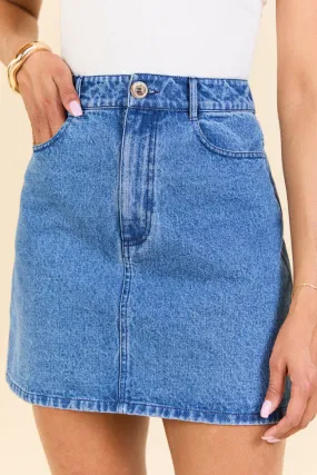 Classic Cut Denim Skirt,Women Skirts Comfort