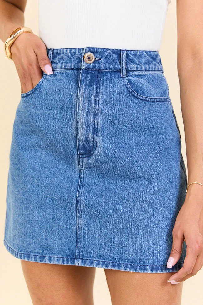Classic Cut Denim Skirt,Women Skirts Comfort