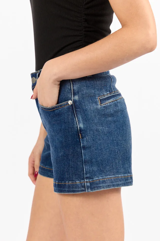 Come As You Are Dark Wash Relaxed Fit Denim Shorts SALE,Women Shorts