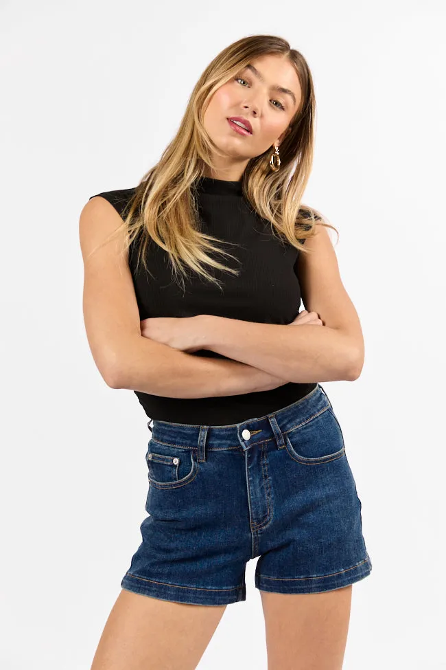Come As You Are Dark Wash Relaxed Fit Denim Shorts SALE,Women Shorts