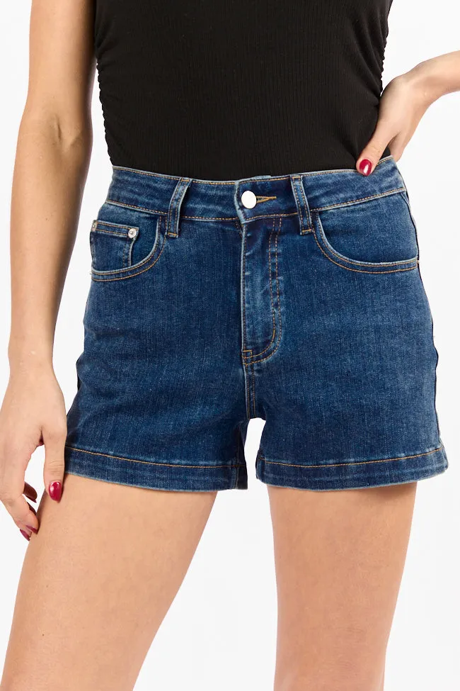 Come As You Are Dark Wash Relaxed Fit Denim Shorts SALE,Women Shorts