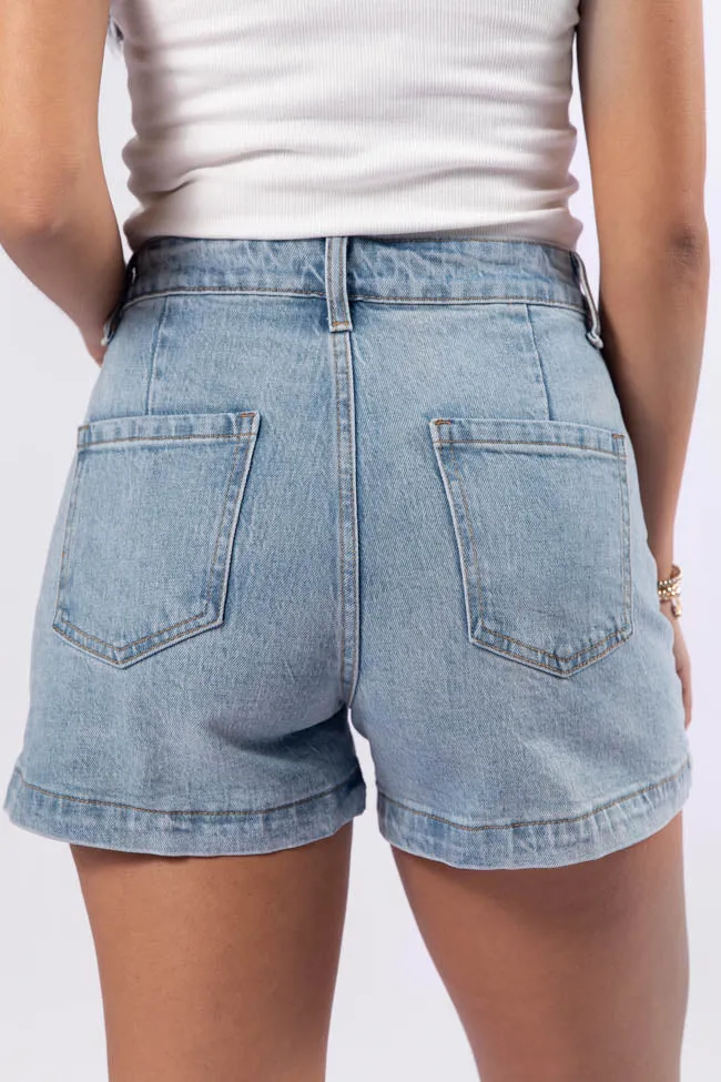 Come As You Are Light Wash Relaxed Fit Denim Shorts SALE,Women Shorts
