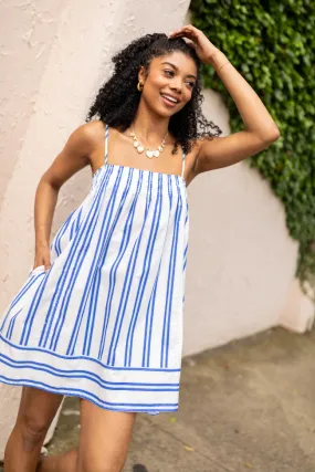 Completely Me Blue Striped Dress,Daily Outfit