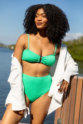 Crystal Clear Green Textured Bikini Top SALE,Swimwear