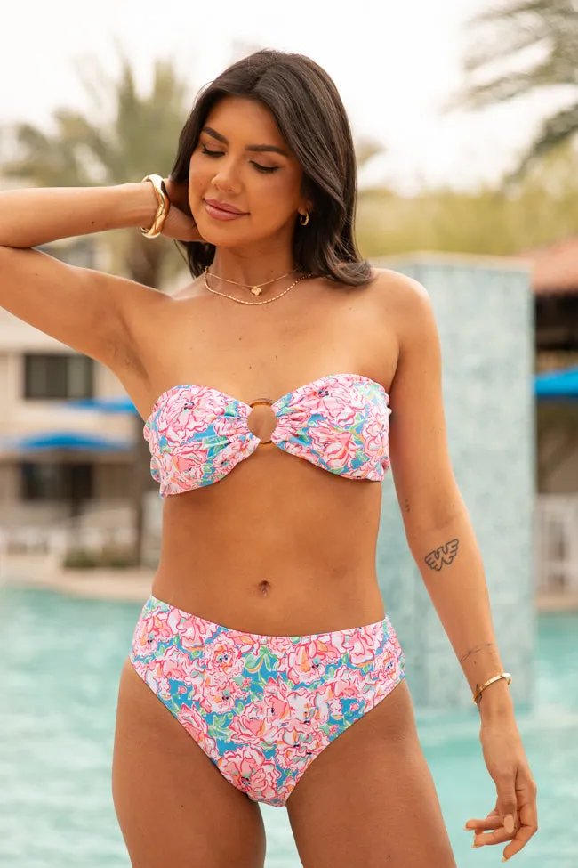 Current Events Floral Multi Ring Detail Bikini Top SALE,Swimwear