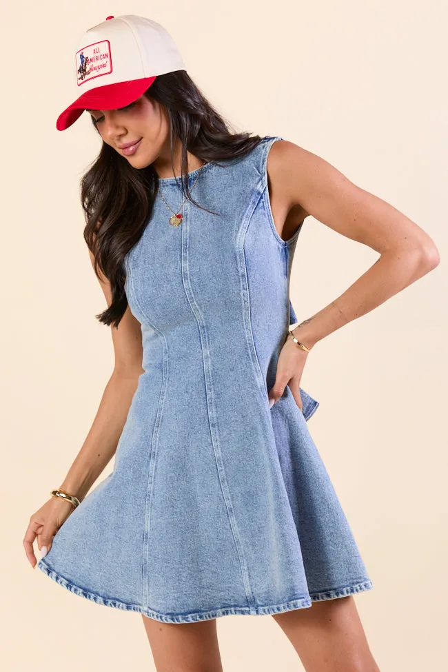 Dancin' In The Country Denim High Neck Mini Dress,Daily Outfit