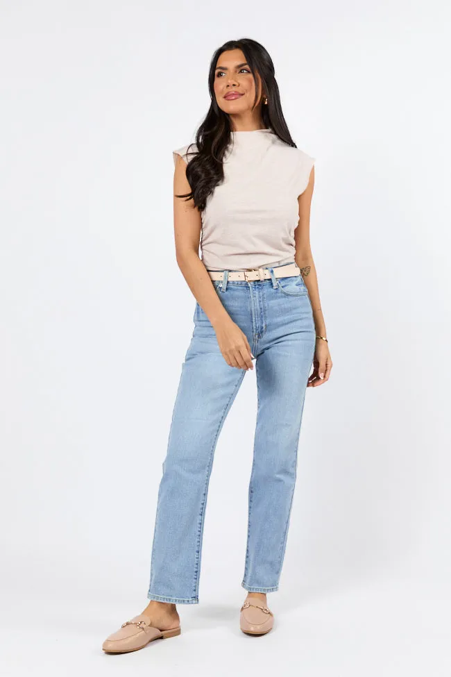 Eden Light Wash Straight Leg Jean,Women Pants