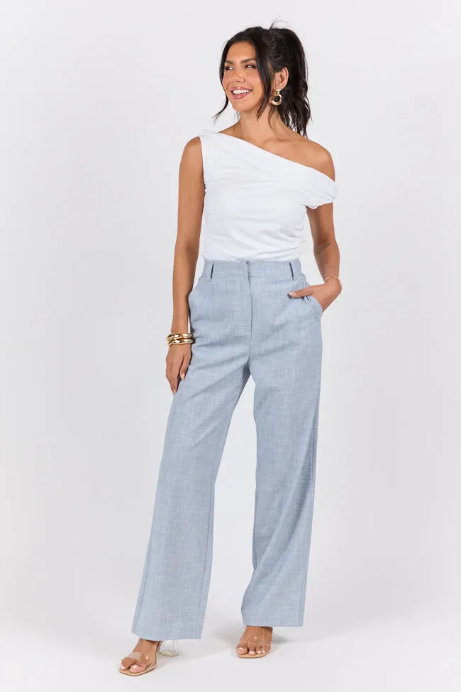Effortless Style Chambray Woven Trousers,Women Pants