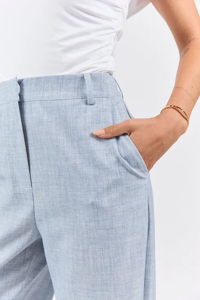 Effortless Style Chambray Woven Trousers,Women Pants