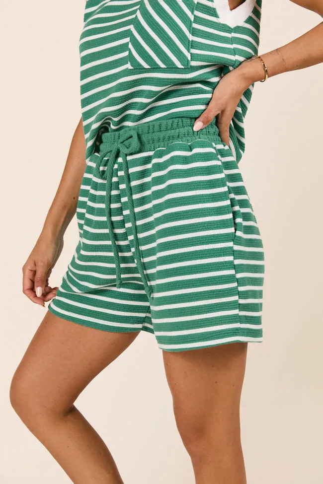 Eloise Green Striped Shorts,Women Shorts