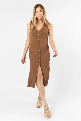 Endless Coastline Chocolate Knit Sweater Dress,Daily Outfit
