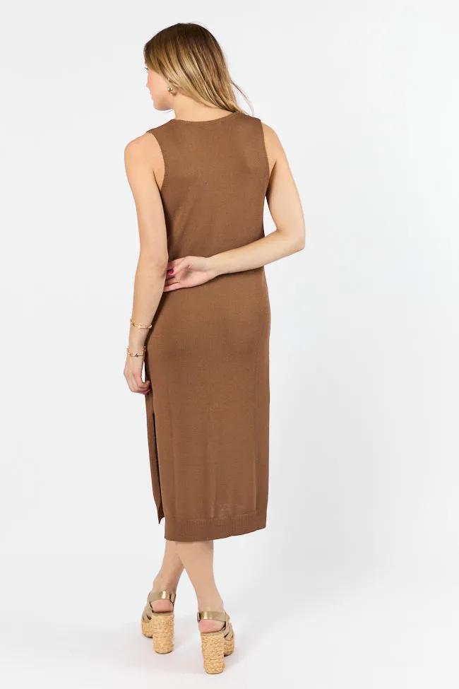 Endless Coastline Chocolate Knit Sweater Dress,Daily Outfit