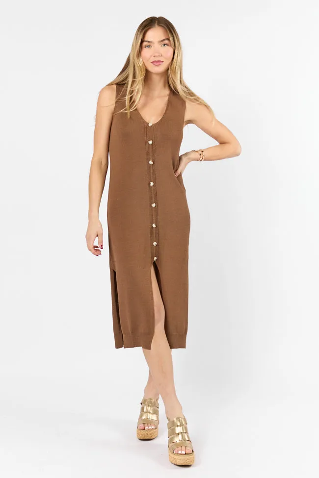 Endless Coastline Chocolate Knit Sweater Dress,Daily Outfit